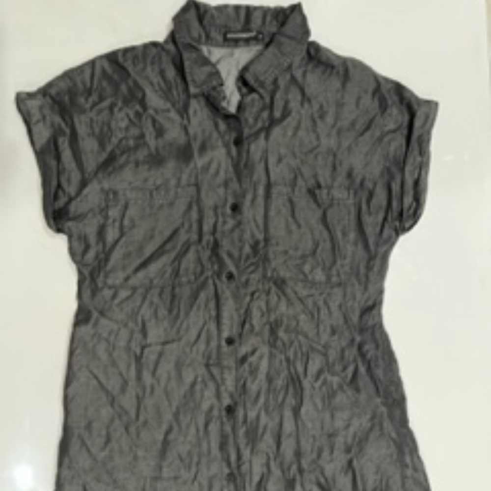 Zilcremo Button Up Dress - Size L - Gray